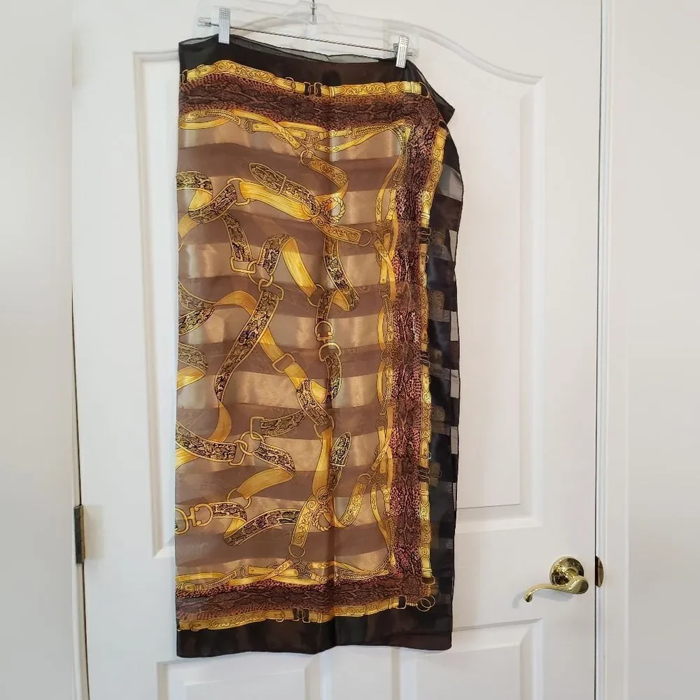 Jovani NY Oversized Brown and Gold Scarf
